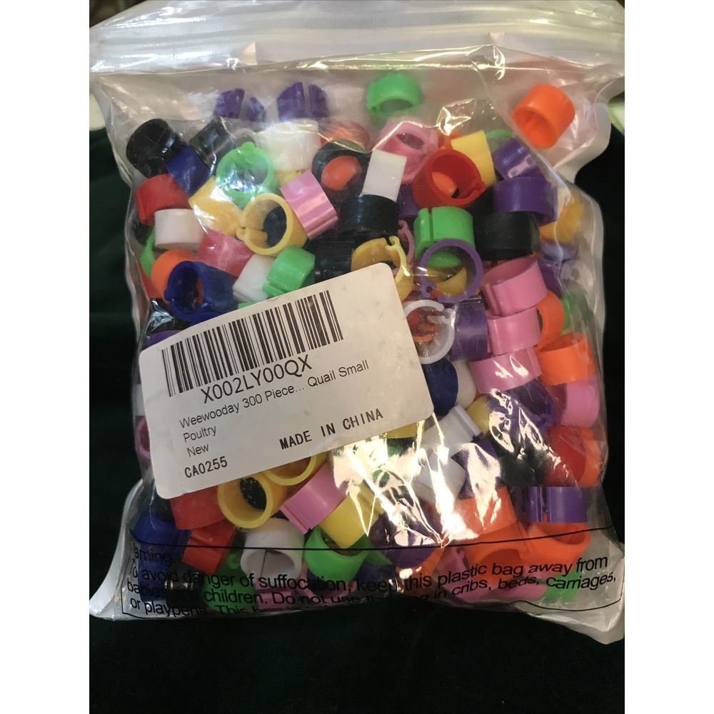 20 Metal 300 Plastic Fowl Small Bird Ring Leg Bands Multi-Color Quail Foot